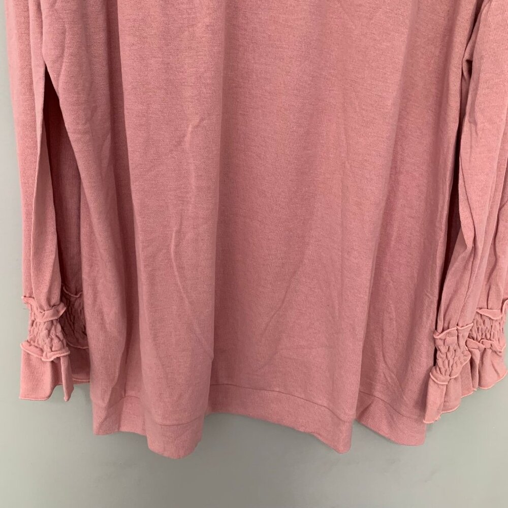 NEW Suzanne Betro Top Women 4X Pink Crisscross V-Neck Smocked Cuff Long Sleeve - Picture 4 of 10